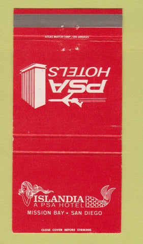 Matchbook Cover - Islandia PSA Hotel San Diego CA girlie mermaid 30 Strike