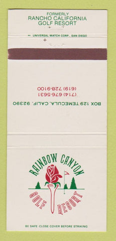 Matchbook Cover - Rainbow Canyon Golf Resort Temecula CA 30 Strike