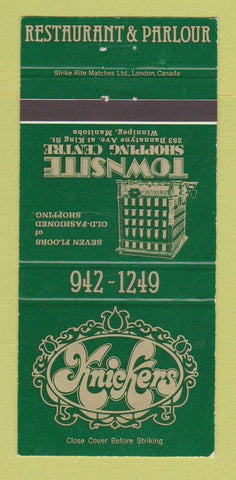 Matchbook Cover - Knickers Townsite Restaurant Winnipeg MB 30 Strike