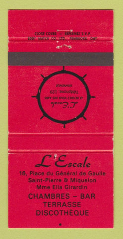 Matchbook Cover - L Escale QC Disco Terrasse 30 Strike