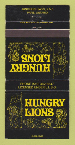 Matchbook Cover - Hungry Lions Paris ON 30 Strike