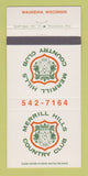 Matchbook Cover - Merrill Hills Country Club Waukesha WI 30 Strike