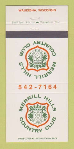 Matchbook Cover - Merrill Hills Country Club Waukesha WI 30 Strike