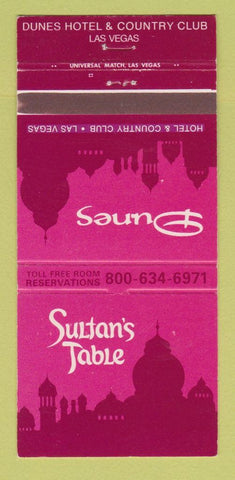 Matchbook Cover - Dunes Hotel Casino Las Vegas NV Sultan's Table 30 Strike