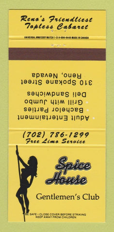 Matchbook Cover - Spice House Strip Club Reno NV girlie 30 Strike