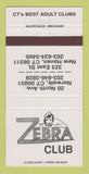 Matchbook Cover - Zebra Club Norwalk New Haven CT girlie Strip Club 30 Strike
