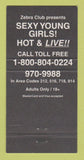 Matchbook Cover - Zebra Club Norwalk New Haven CT girlie Strip Club 30 Strike
