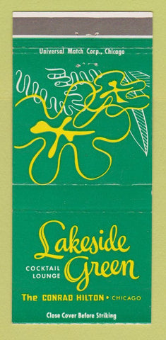 Matchbook Cover - Conrad Hilton Hotel Chicago IL Lakeside Green girlie 30 Strike