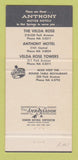 Matchbook Cover - Anthony Hotels girlie Hot Springs AR 30 Strike