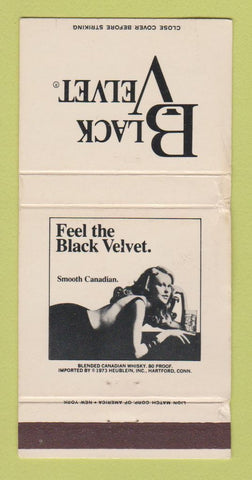 Matchbook Cover - Black Velvet Liquor Hartford CT girlie Whiskey WORN 30 Strike
