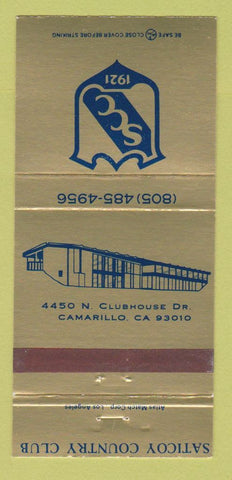 Matchbook Cover - Saticoy Country Club Camarillo CA 30 Strike