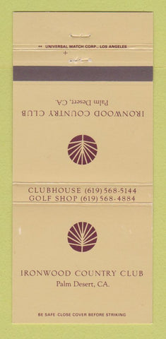 Matchbook Cover - Ironwood Country Club Palm Desert CA 30 Strike
