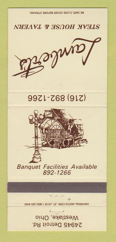 Matchbook Cover - Lambert's Steak House Tavern Westlake OH 30 Strike