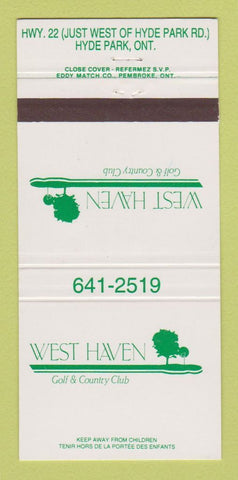 Matchbook Cover - West Haven Golf Country Club Hyde Park ON 30 Strike