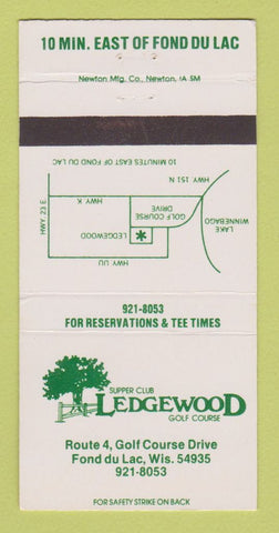 Matchbook Cover - Ledgewood Golf Course Supper Club Fond Du Lac WI 30 Strike