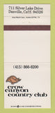 Matchbook Cover - Crow Canyon Country Club Danville CA 30 Strike