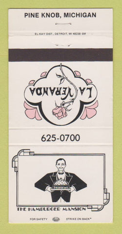 Matchbook Cover - La Veranda Hamburger Mansion Pine Knob MI 30 Strike