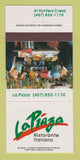 Matchbook Cover - La Piaza Italian Restaurant Orlando FL 30 Strike