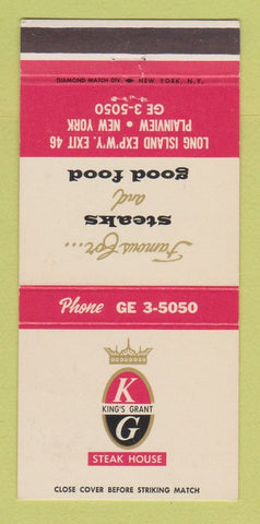 Matchbook Cover - King's Grant Steak House Plainview NY 30 Strike