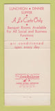 Matchbook Cover - King's Grant Steak House Plainview NY 30 Strike