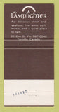 Matchbook Cover - Lamplighter Restaurant Toronto ON 30 Strike