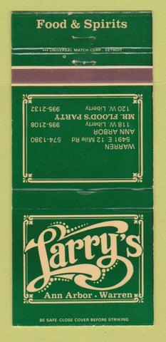 Matchbook Cover - Larry's Restaurant Warren Ann Arbor MI 30 Strike