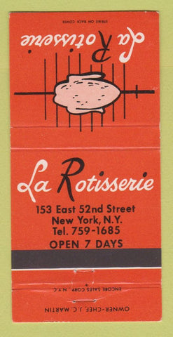 Matchbook Cover - La Rotisserie New York City restaurant 30 Strike