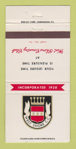 Matchbook Cover - West Shore Country Club Cam Hill PA 30 Strike