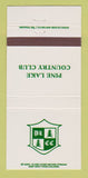Matchbook Cover - Pine Lake Country Club 30 Strike