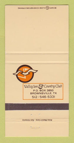 Matchbook Cover - Valley Inn Country Club Brownsville TX 30 Strike