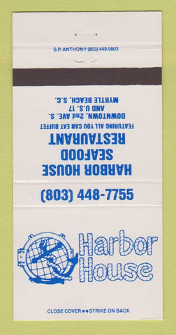 Matchbook Cover - Harbor House Seafood Myrtle Beach SC WORN BACK 30 Strike