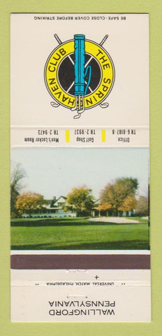 Matchbook Cover - Springhaven Club Golf Wallingford PA 30 Strike