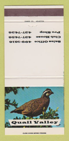 Matchbook Cover - Quail Valley Golf Club TX? 30 Strike