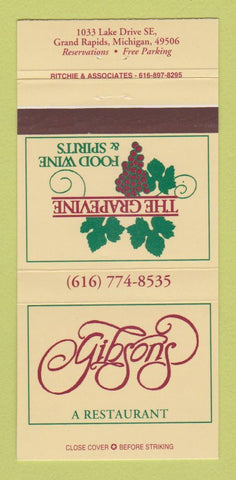 Matchbook Cover - The Grapevine Restaurant Gibson's Grand Rapids MI 30 Strike