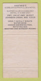 Matchbook Cover - Hartwig's Gobbler Supper Club Johnson Creek WI WEAR 30 Strike