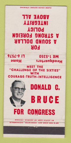 Matchbook Cover - Donald Bruce for Congress Election WEAR 30 Strike