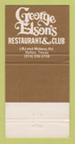 Matchbook Cover - George Elson's Restaurant Club Dallas TX 30 Strike
