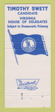 Matchbook Cover - Timothy Swett VA House of Delegates Alexandria 30 Strike