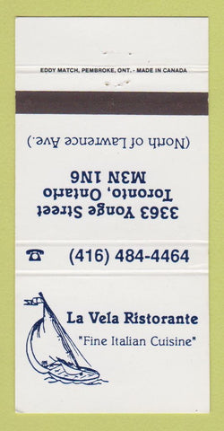 Matchbook Cover - La Vela Ristorante Italian Toronto ON 30 Strike