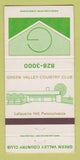 Matchbook Cover - Green Valley Country Club Lafayette Hill PA 30 Strike