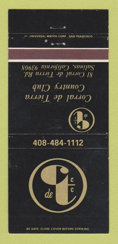 Matchbook Cover - Corral de Tierra Country Club Salinas CA 30 Strike
