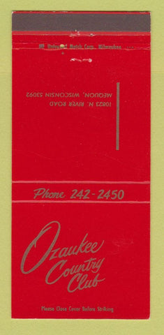 Matchbook Cover - Ozaukee Country Club Mequon WI 30 Strike
