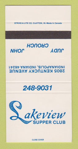 Matchbook Cover - Lakeview Supper Club Indianapolis IN 30 Strike