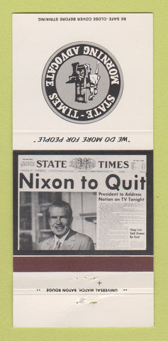 Matchbook Cover - State Times Newspaper Baton Rouge LA Richard Nixon 30 Strike