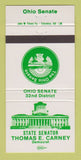 Matchbook Cover - Thomas Carney State Senator OH Ohio 30 Strike
