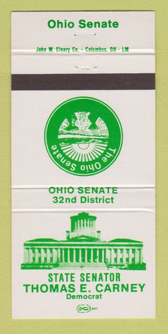 Matchbook Cover - Thomas Carney State Senator OH Ohio 30 Strike