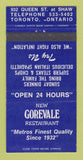 Matchbook Cover - New Gorevale Restaurant Toronto ON 30 Strike