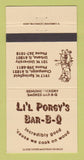 Matchbook Cover - Lil Porgy's BBQ Urbana Champaign IL 30 Strike