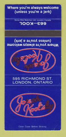 Matchbook Cover - Joe Kool's London ON SAMPLE 30 Strike