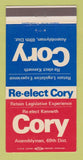 Matchbook Cover - Kenneth Cory Assemblyman Election CA 30 Strike